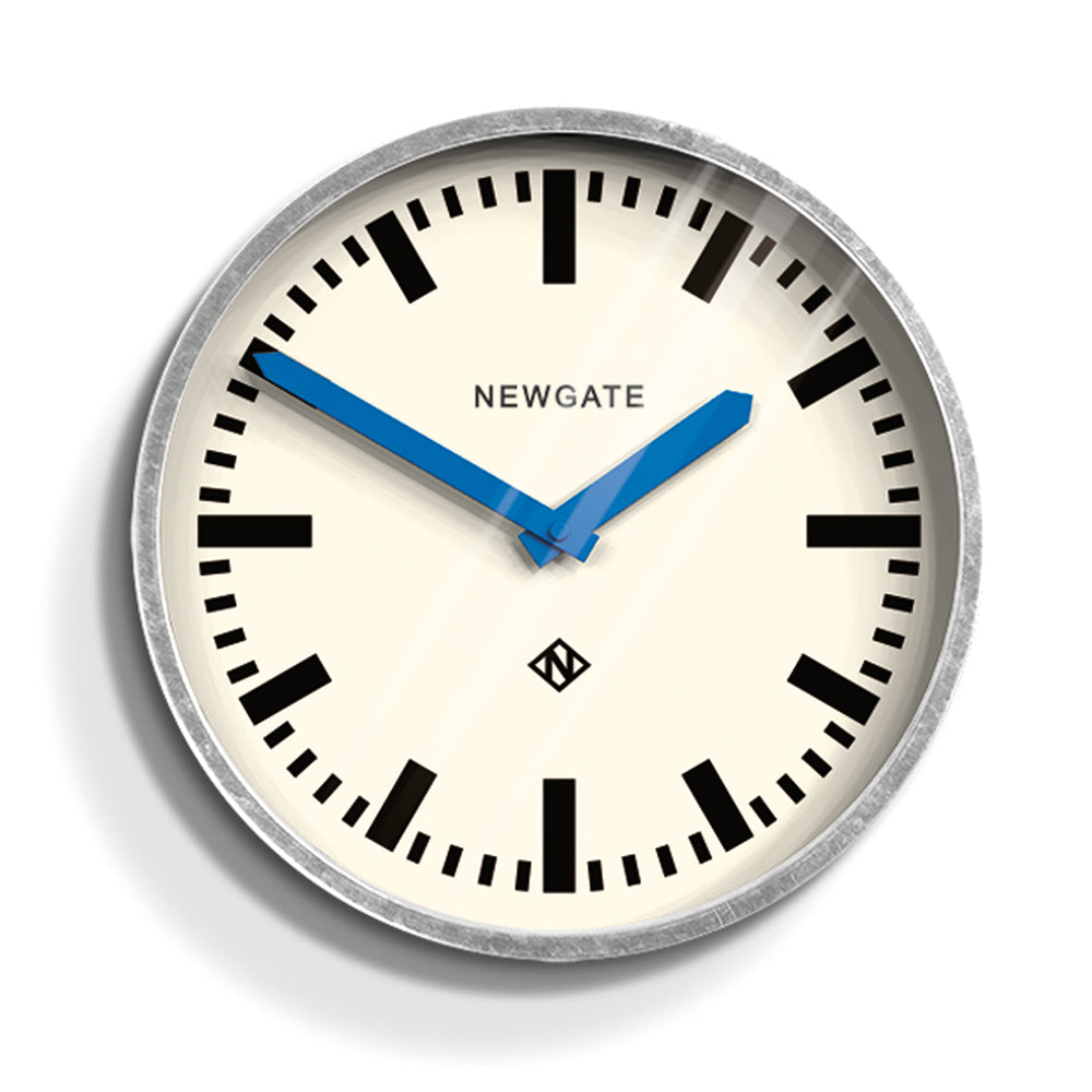 Newgate Luggage Wall Clock Galvanised Blue Hands*