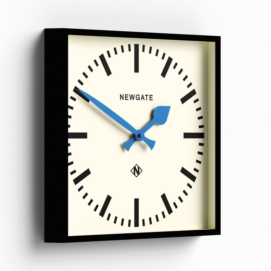 Newgate Number Five Wall Clock Black Blue Hands*