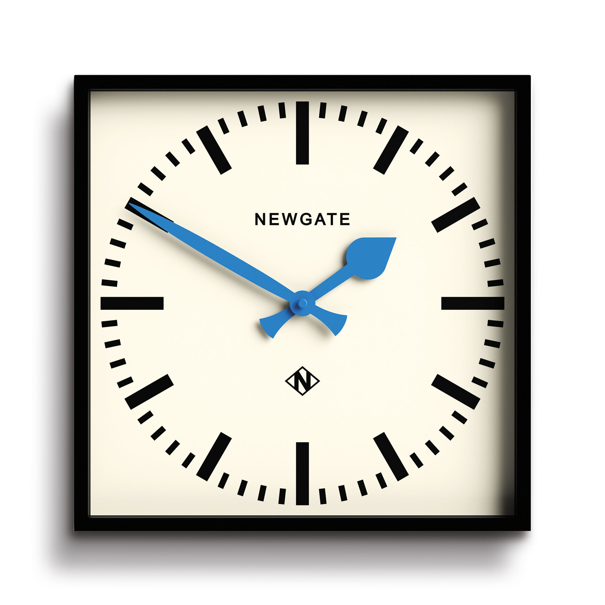 Newgate Number Five Wall Clock Black Blue Hands*