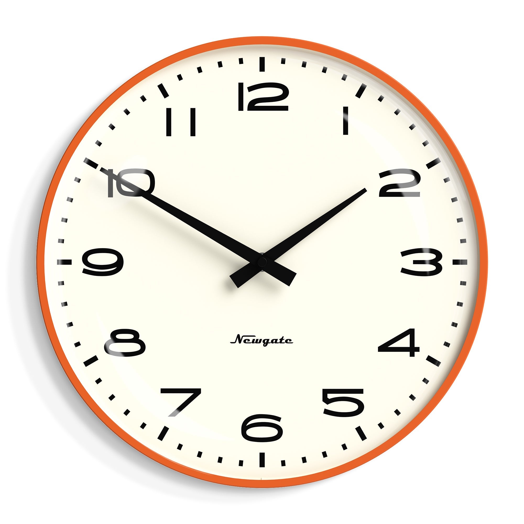 Newgate Radio City Wall Clock Black Arabic Dial - Matte Pumpkin Orange*