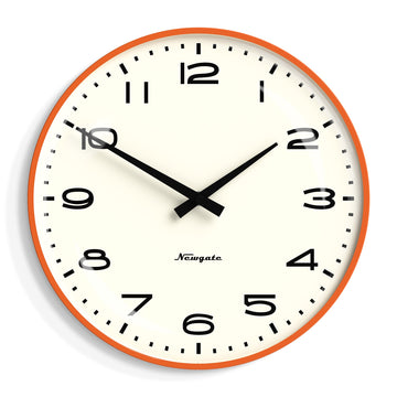 Newgate Radio City Wall Clock Black Arabic Dial - Matte Pumpkin Orange*