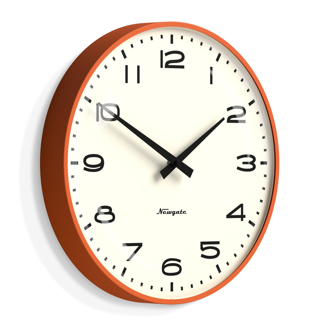 Newgate Radio City Wall Clock Black Arabic Dial - Matte Pumpkin Orange*