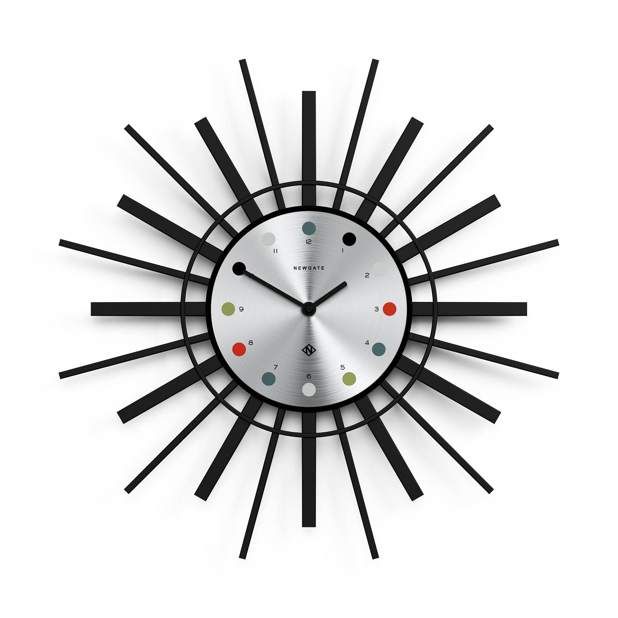Newgate Stingray Wall Clock Black - Silver Dial*