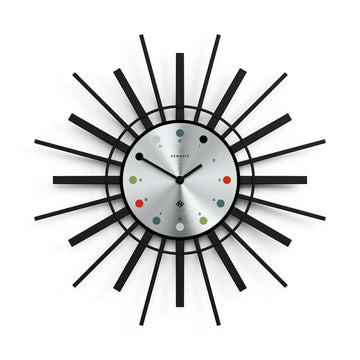 Newgate Stingray Wall Clock Black - Silver Dial*